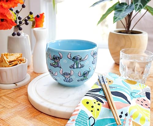 Miniatura 3 de Disney Lilo  Stitch - Juego de vajilla de cerámica japonesa  Incluye cuenco de fideos ramen de 20 onzas y palillos de madera