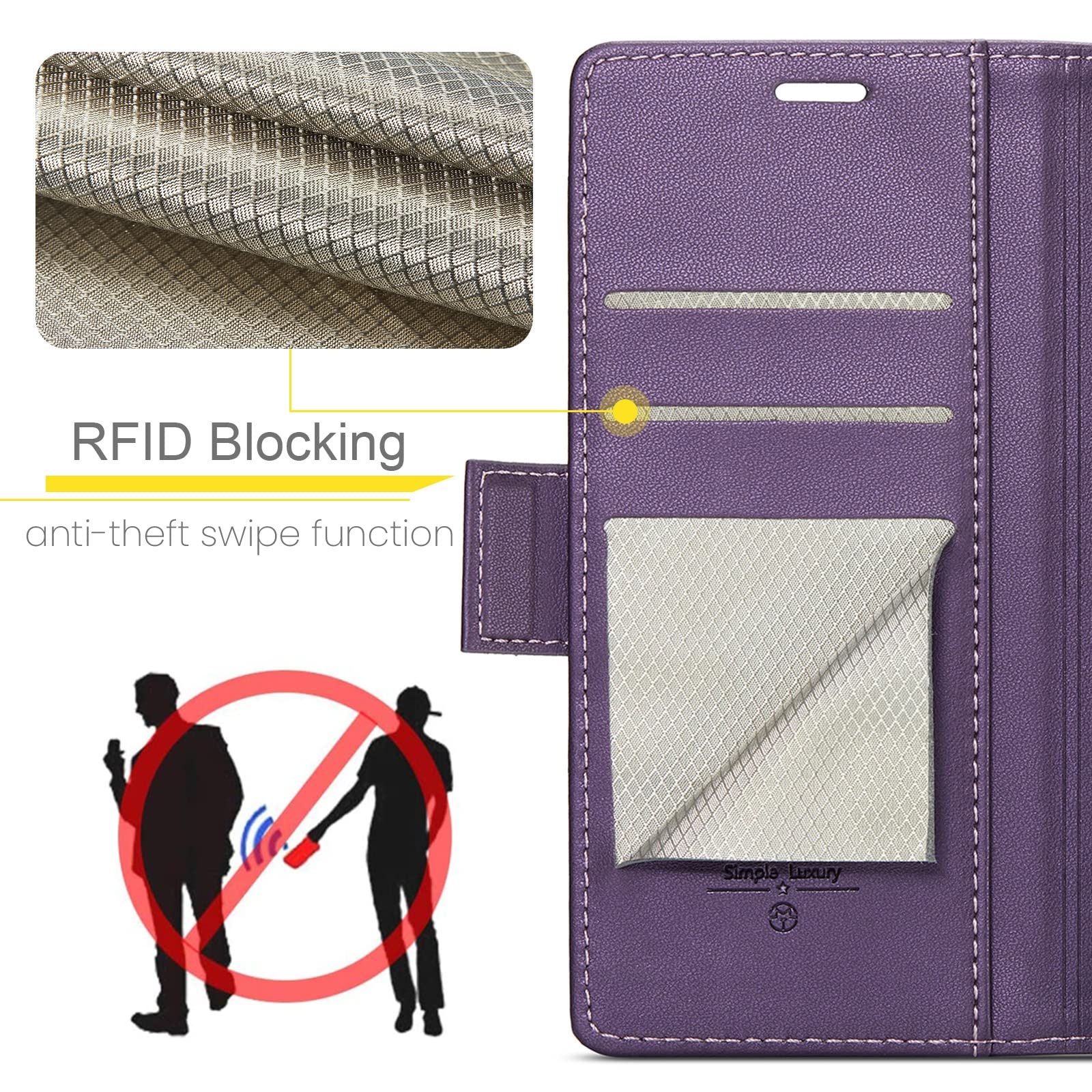 Paitech Cover Portafoglio Per Xiaomi Redmi Note 12 Pro / POCO X5 Pro 5G - Pelle Sintetica Viola, RFID, Slot Carte, Supporto