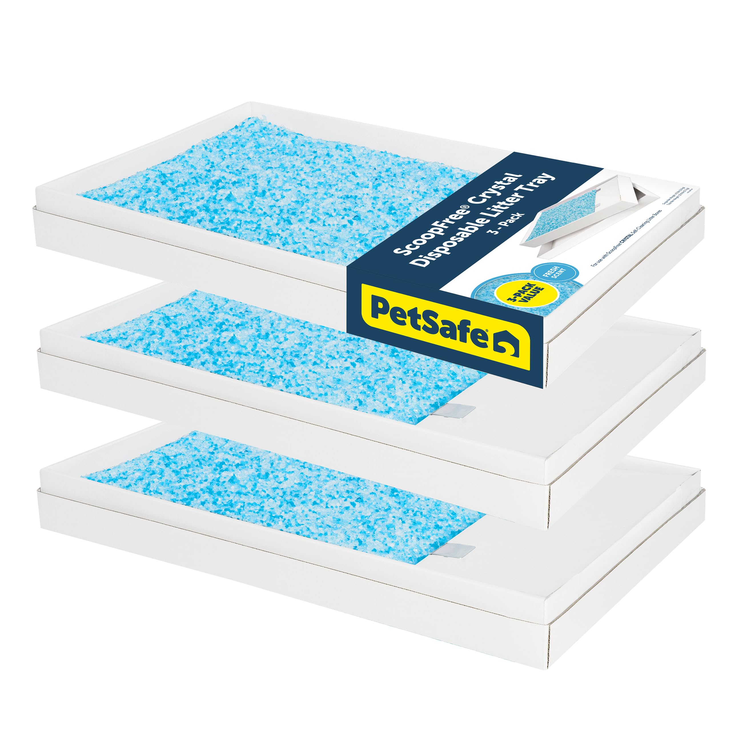 PetSafe ScoopFree Disposable Crystal Cat Litter Tray - Easy Cleaning Box - Refill Tray for Automatic Litter Box - Fresh Scent - 4.3 lb Bags - 3 Pack