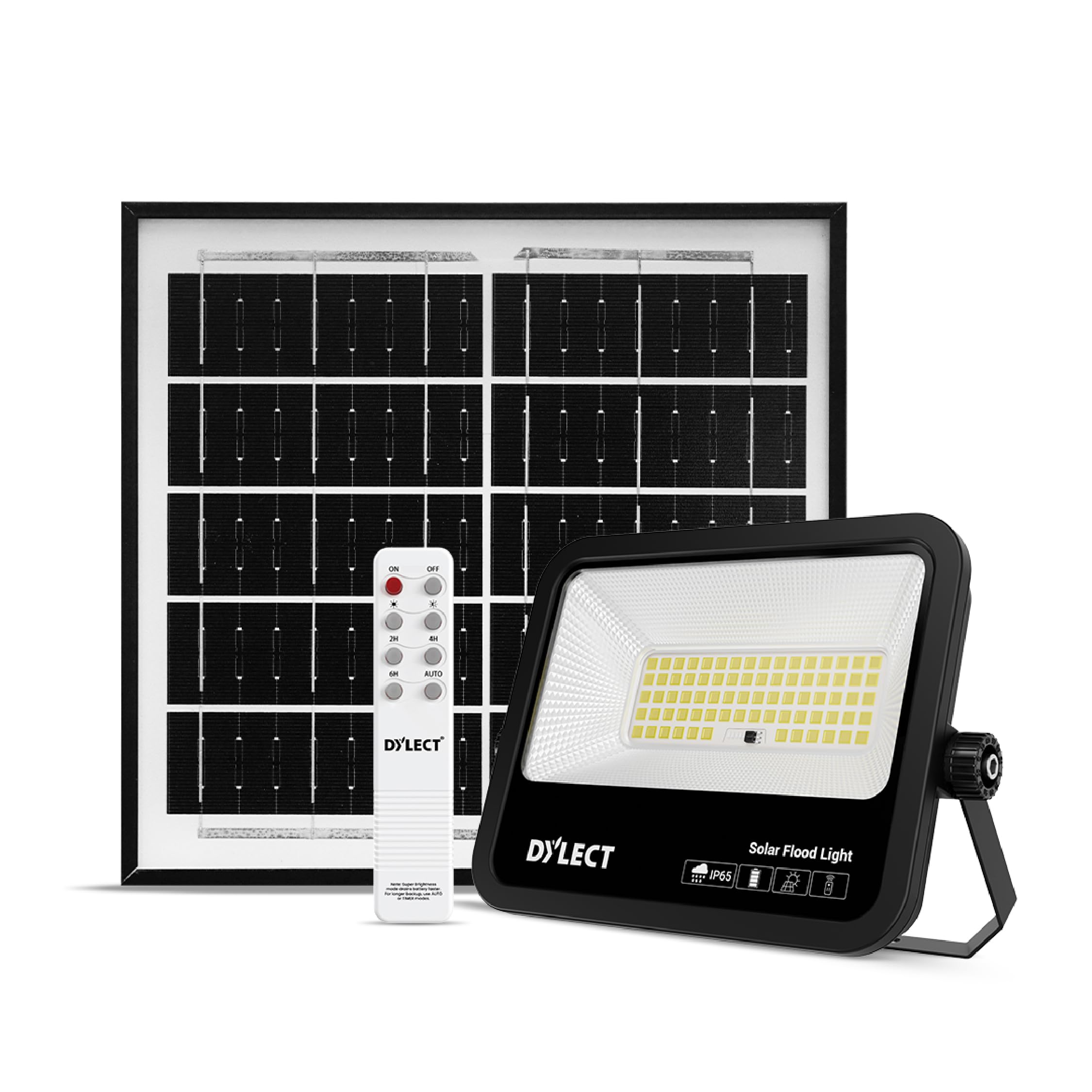 Dylect® Eco Solar Flood Light Outdoor 100W to 130W, Powerful Bright Solar Flood Light for Garden, Home, Shop, Warehouse, Parking | Long 10Hr Runtime &Wireless Remote, IP65 Waterproof, 6000K Cool White