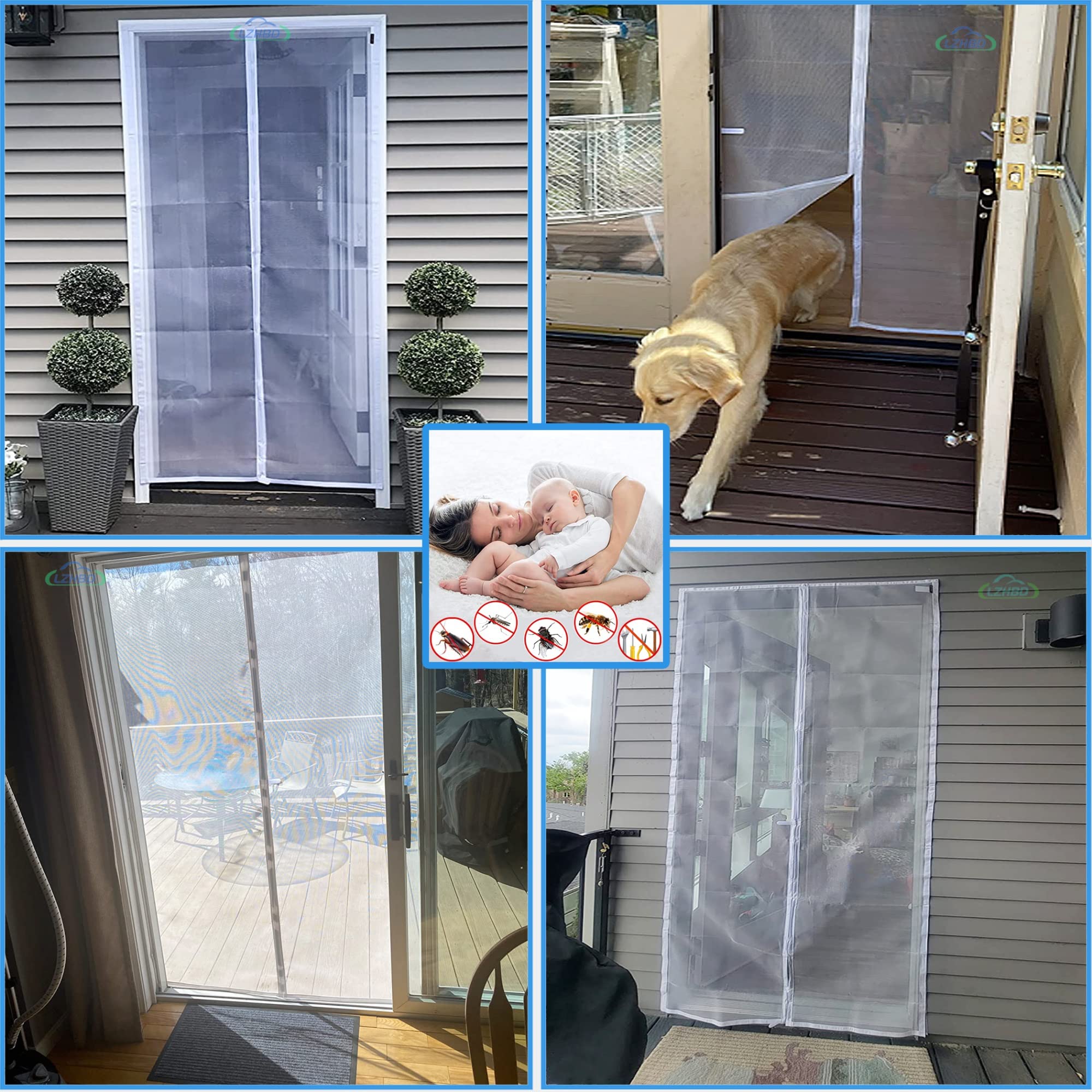 Pollenschutzgitter für Fenster, 295x270cm wiederverwendbares Insektenschutzgitter für Allergiker mit Seitlichen Aufbewahrungsstreifen Küche Wohnzimmer, Grau L