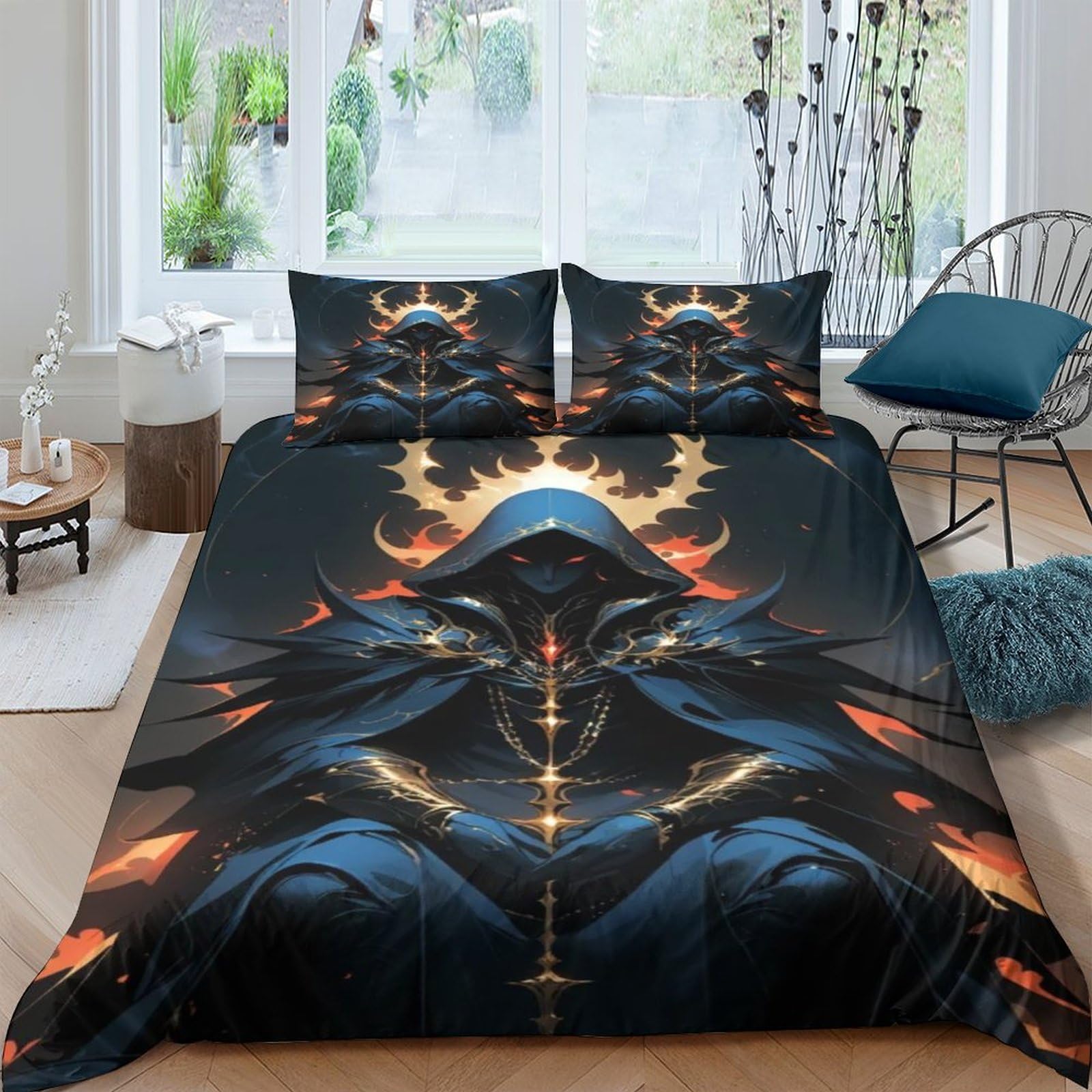 Housse de couette 220x240 cm en microfibre avec 2 taies d'oreiller lit King Size
