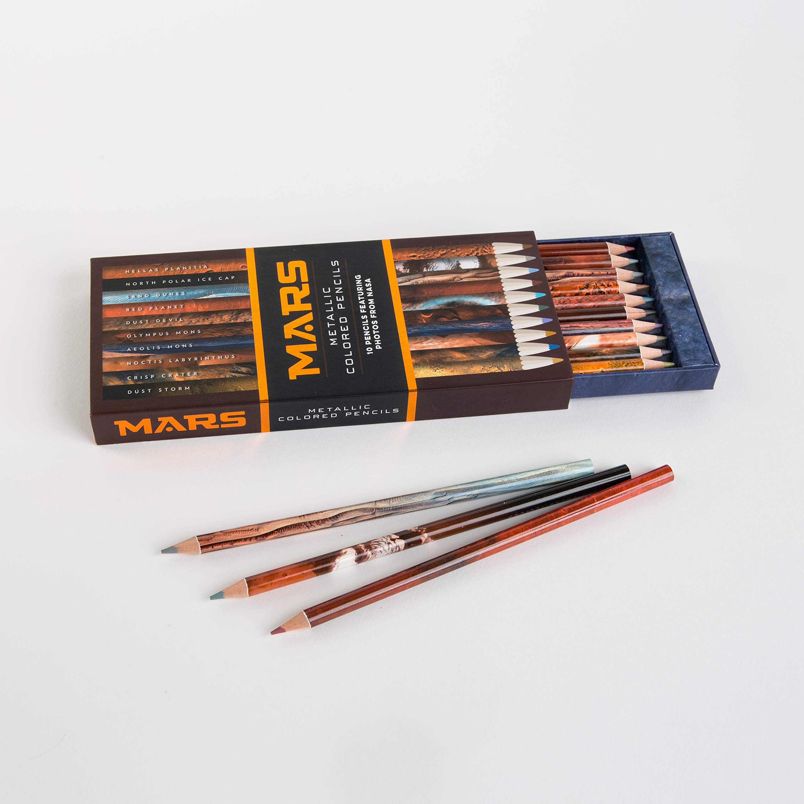 Mars Metallic Colored Pencils: 10 pencils featuring photos from NASA (10 Shiny Multicolor Pencils; Coloring Pencils with NASA Space Theme) (NASA x Chronicle Books) - Image 8