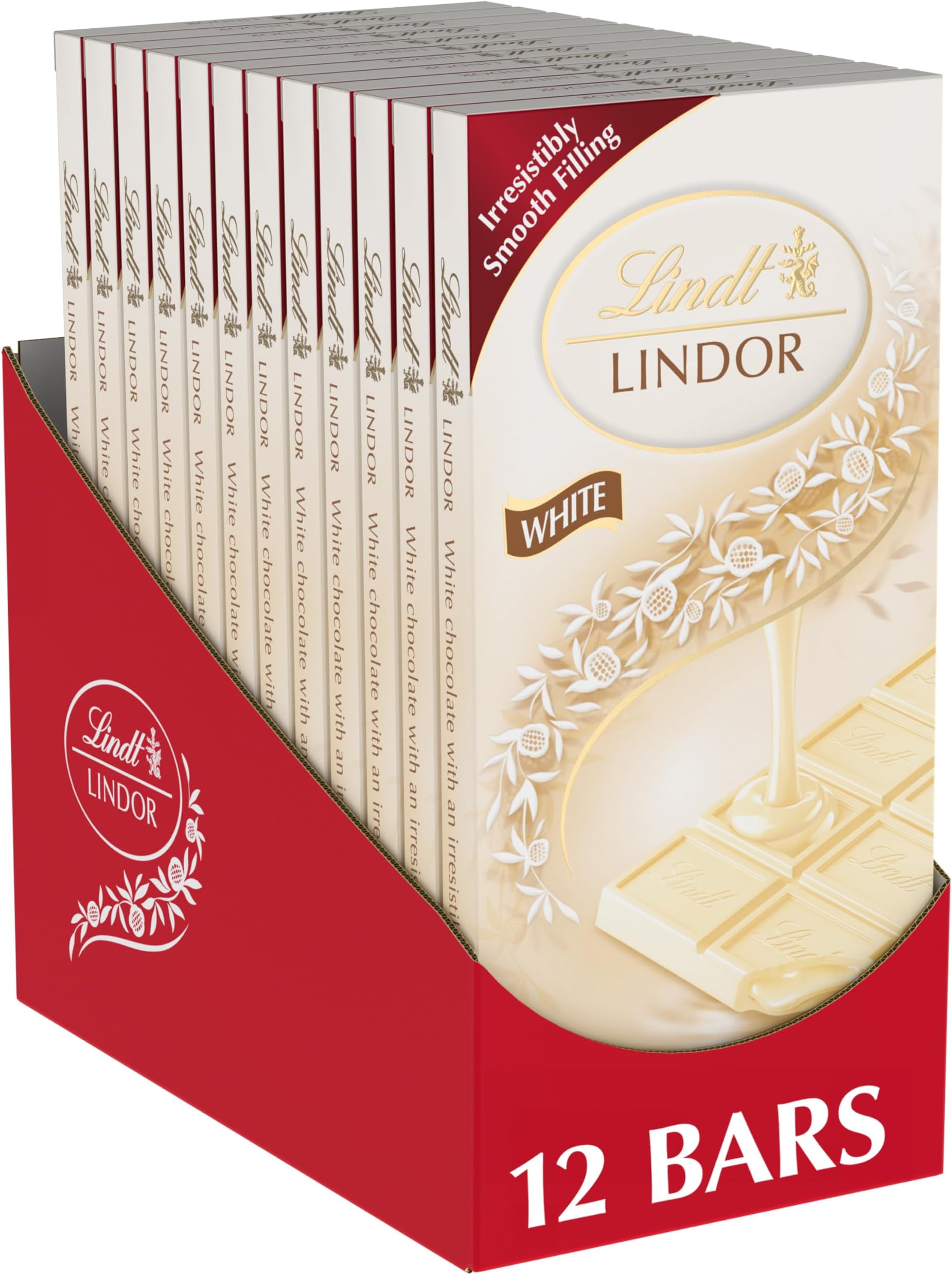LINDOR White Chocolate Truffle Bar, Easter Chocolate Candy Bar with Smooth Center, 3.5 oz. (12 Pack)