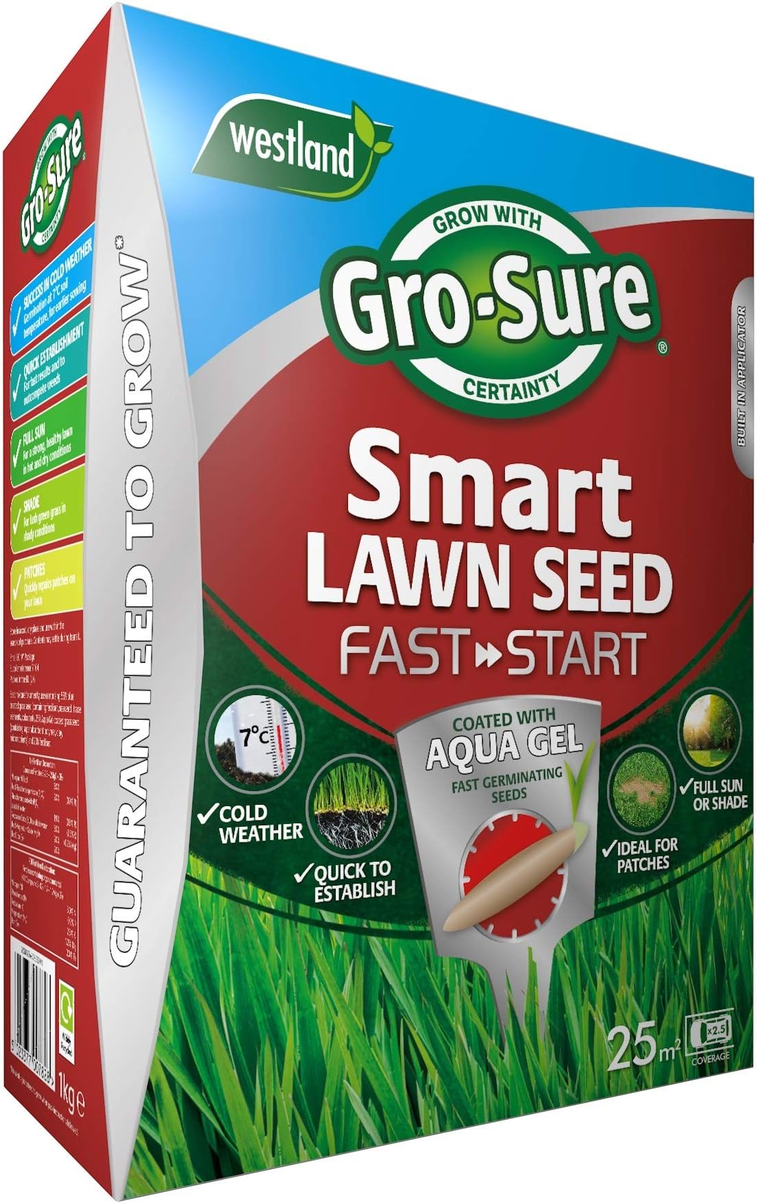 GroSure Aqua Gel Coated Smart Grass Lawn Seed, 80 m2, 3.2 kg, Blue