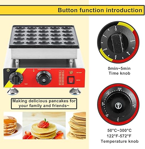 Miniatura 3 de Hanchen Máquina comercial para hacer panqueques, mini panqueques holandesa, máquina eléctrica Dorayaki, máquina para hacer muffins, 25 piezas, doble
