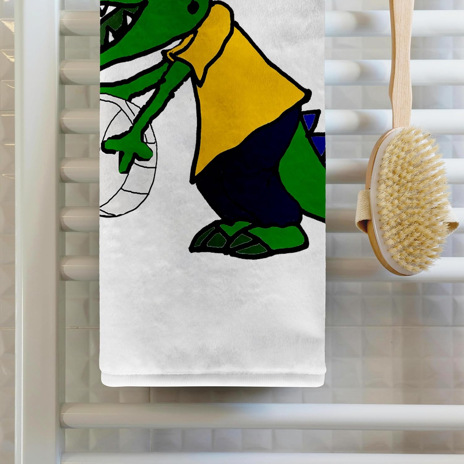 3dRose Cute Funny Alligator Playing Beach Volleyball 22x30 Bath Hand Pool Towel