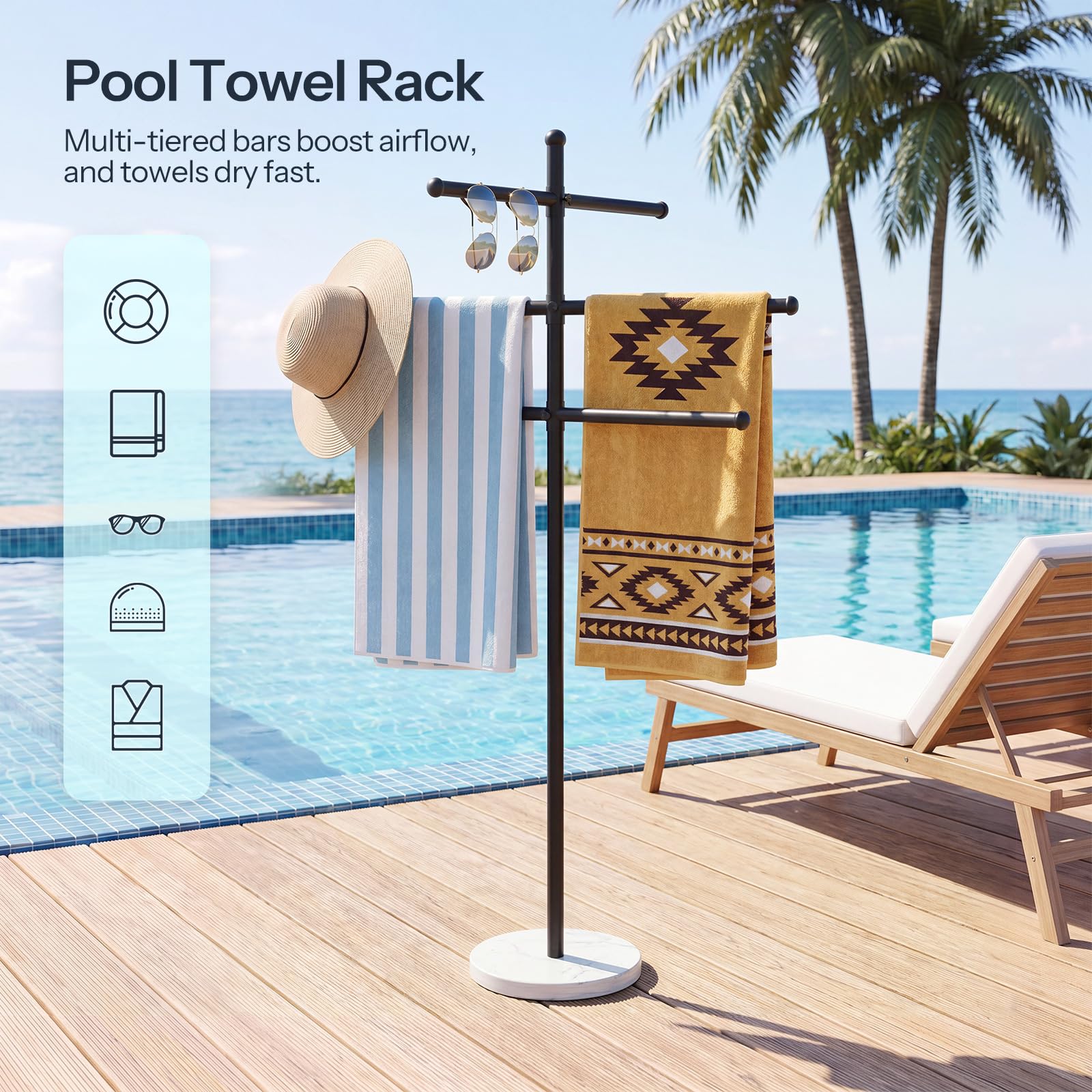 HOOBRO Porte-Serviettes sur Pied, Support Mural en Métal pour Serviettes