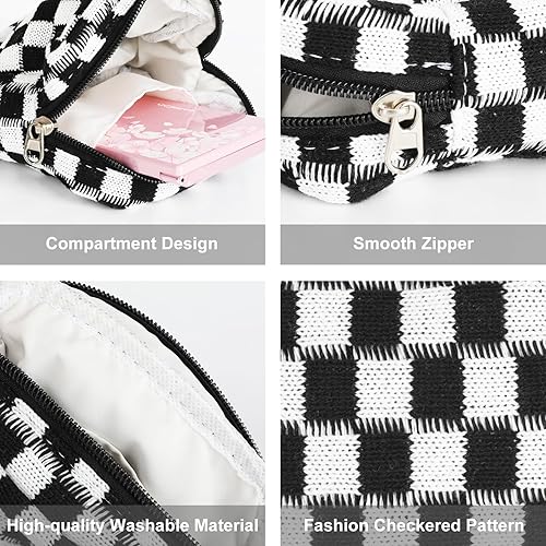 Miniatura 2 de CekPo Bolsa de almacenamiento de servilletas sanitarias, almohadilla menstrual con cremallera a cuadros, bolsa de periodo portátil, bolsa de