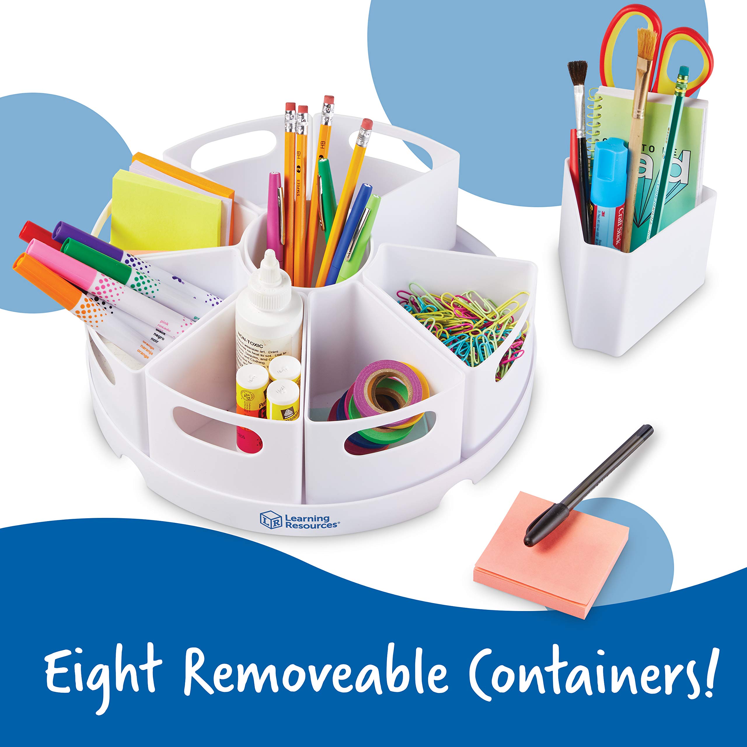 Learning Resources Organizador Create-a-Space (Blanco), de Material de papelería, el Aula y para el hogar, Material plástico Que se Limpia pasando un Trapo, Set de 10 Piezas