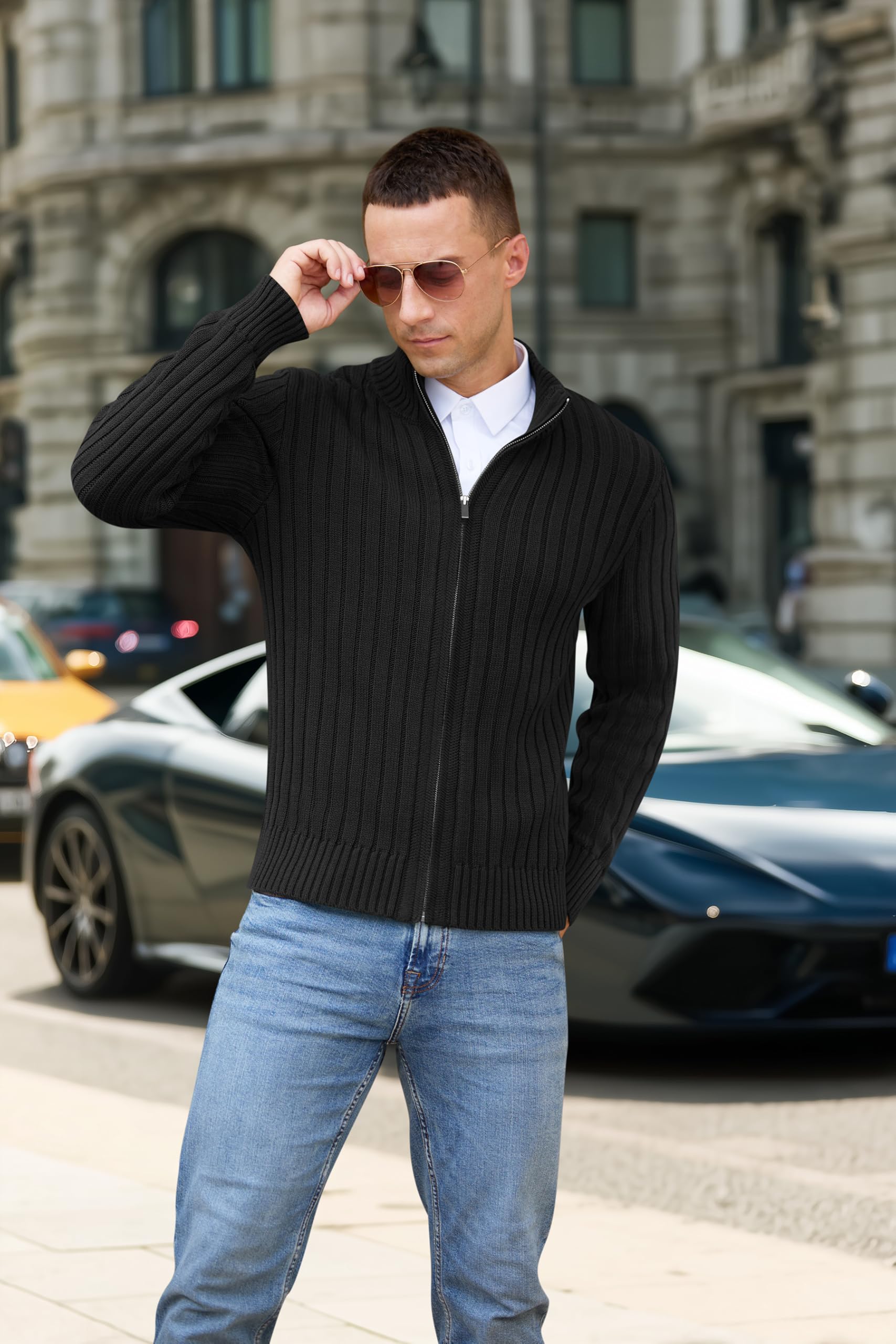 NITAGUT Herren Strickjacken schlank Winter lässige Zip Cardigans Herren Strickpullover Vintage Langarm Warm