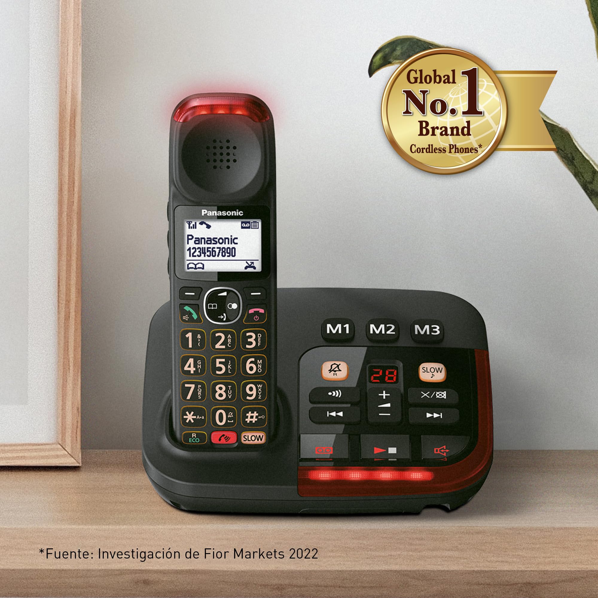 Panasonic KX-TGM420 Bezprzewodowa cyfrowa odbierająca telefon, prosta podstawowa i słuchawkowa, LCD, głośna głośność, tryb powolnej rozmowy, kompatybilny z aparatami słuchowymi, blokuje niechciane