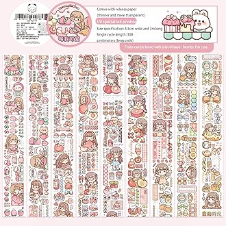 Paper Planner Sticker Tape Set Featuring Cartoon Mochi Characters - Perfect for Scrapbooking, Bullet Journaling, and Organization (meiwokeai) (X1603)