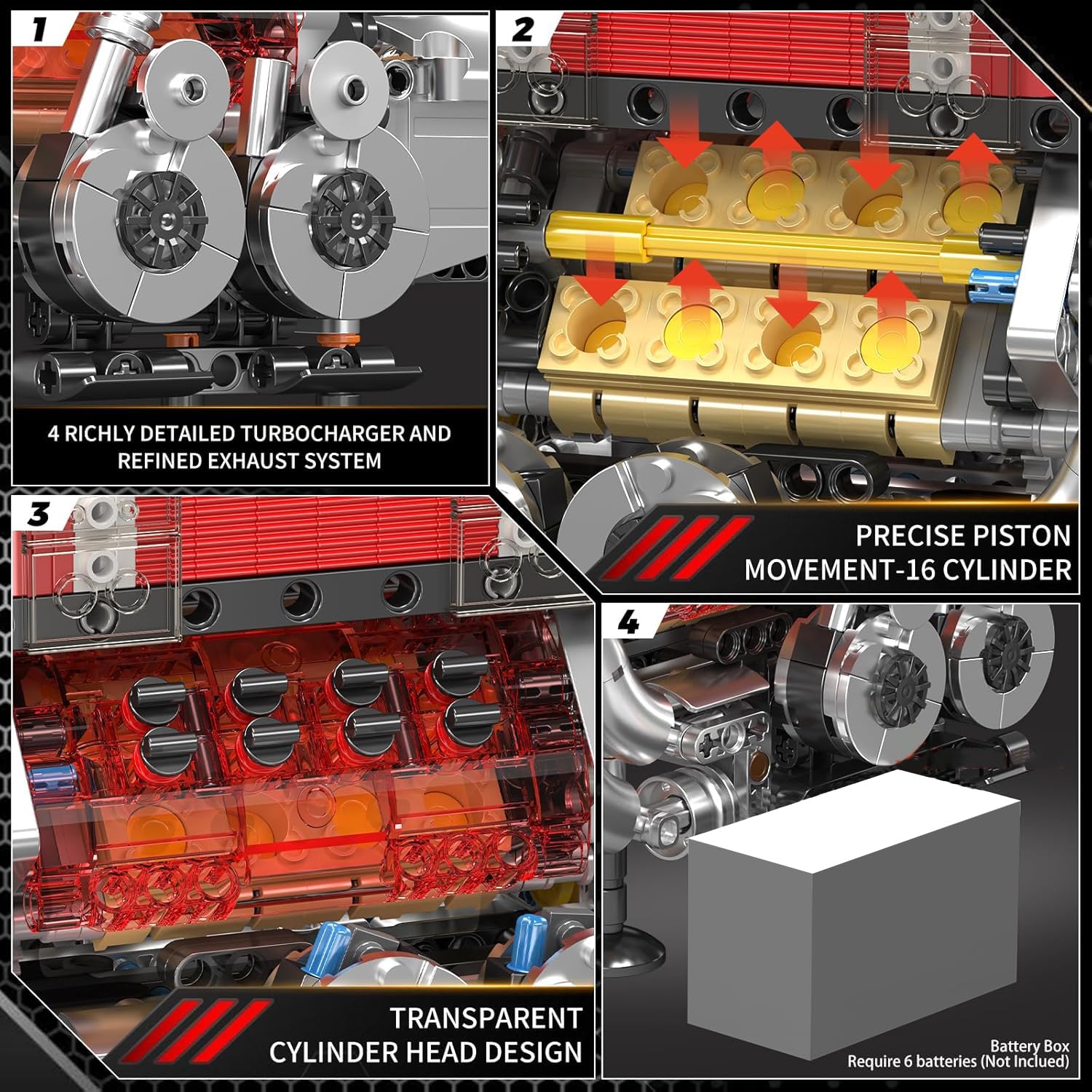 Mould King 10088 Kit de modelo de motor V8 - 535 piezas para construir tu propio Mould King 10088 Kit de modelo de motor V8 - 535 piezas para construir tu propio