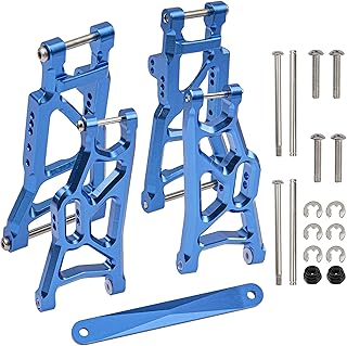 ShareGoo Aluminum Alloy Front & Rear Suspension A-Arms Set & Tie Bar Replacement of 2555 3631 2532 Compatible with Traxxas 1/10 2WD Slash Short Course Racing Truck (Blue)