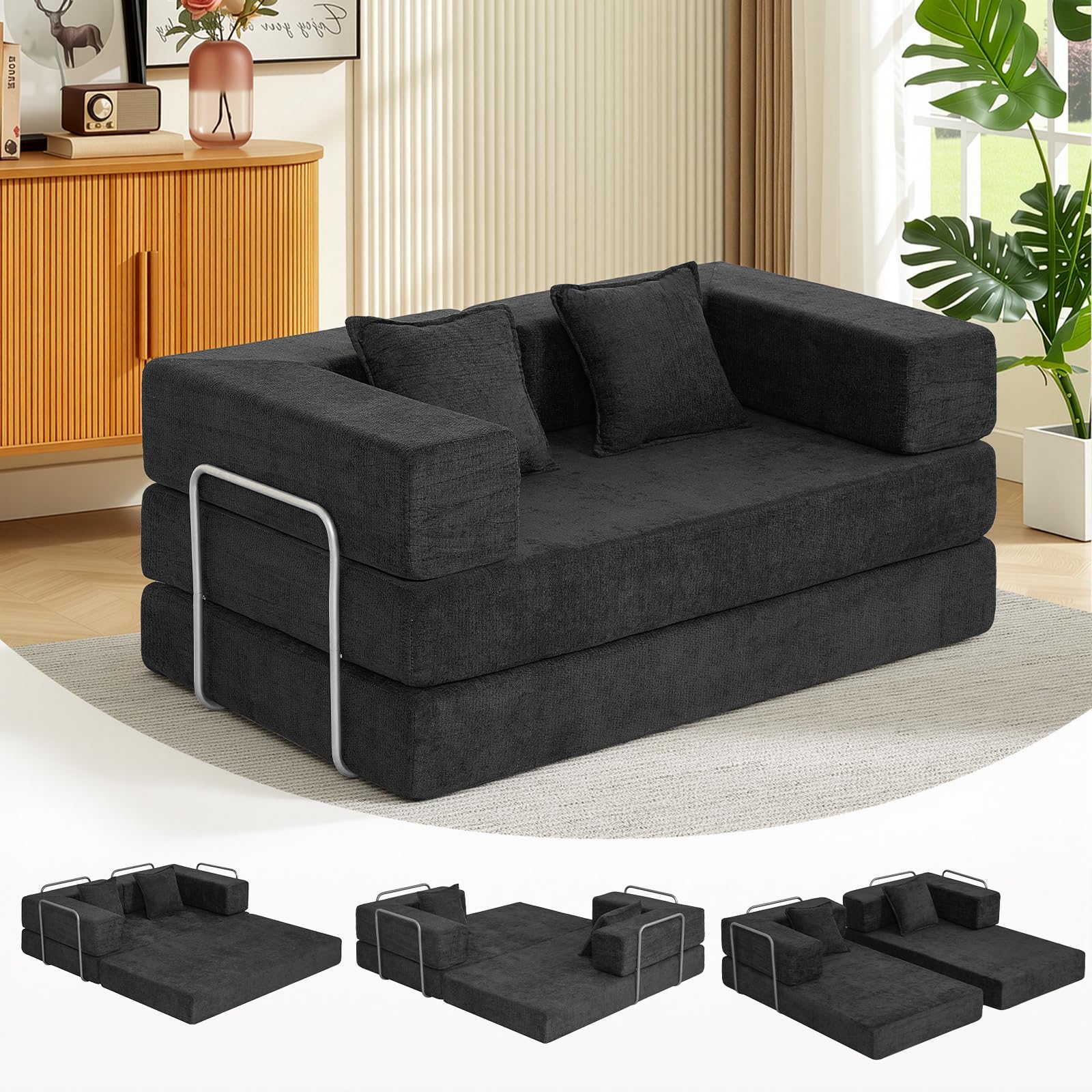 Panana 2 Seater Boneless Sofa Bed, 5 in 1 Folding Modular Convertible Couch