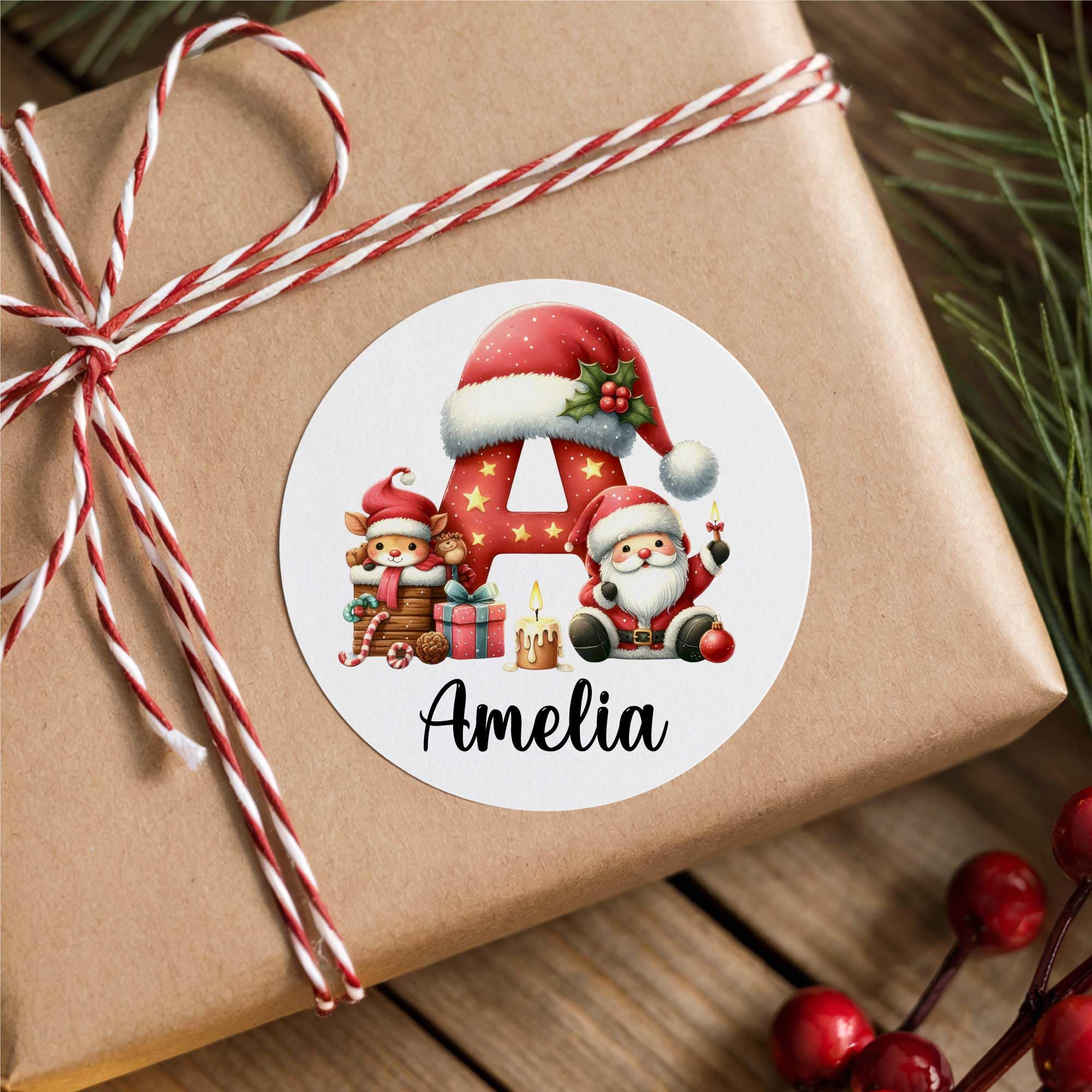 60 Second Makeover Limited 25 x Personalised Christmas Labels Christmas Tags Stickers Xmas Gift Tags Santa Stickers Present Wrapping Personalised Labels - Xmas Font 4.5cm