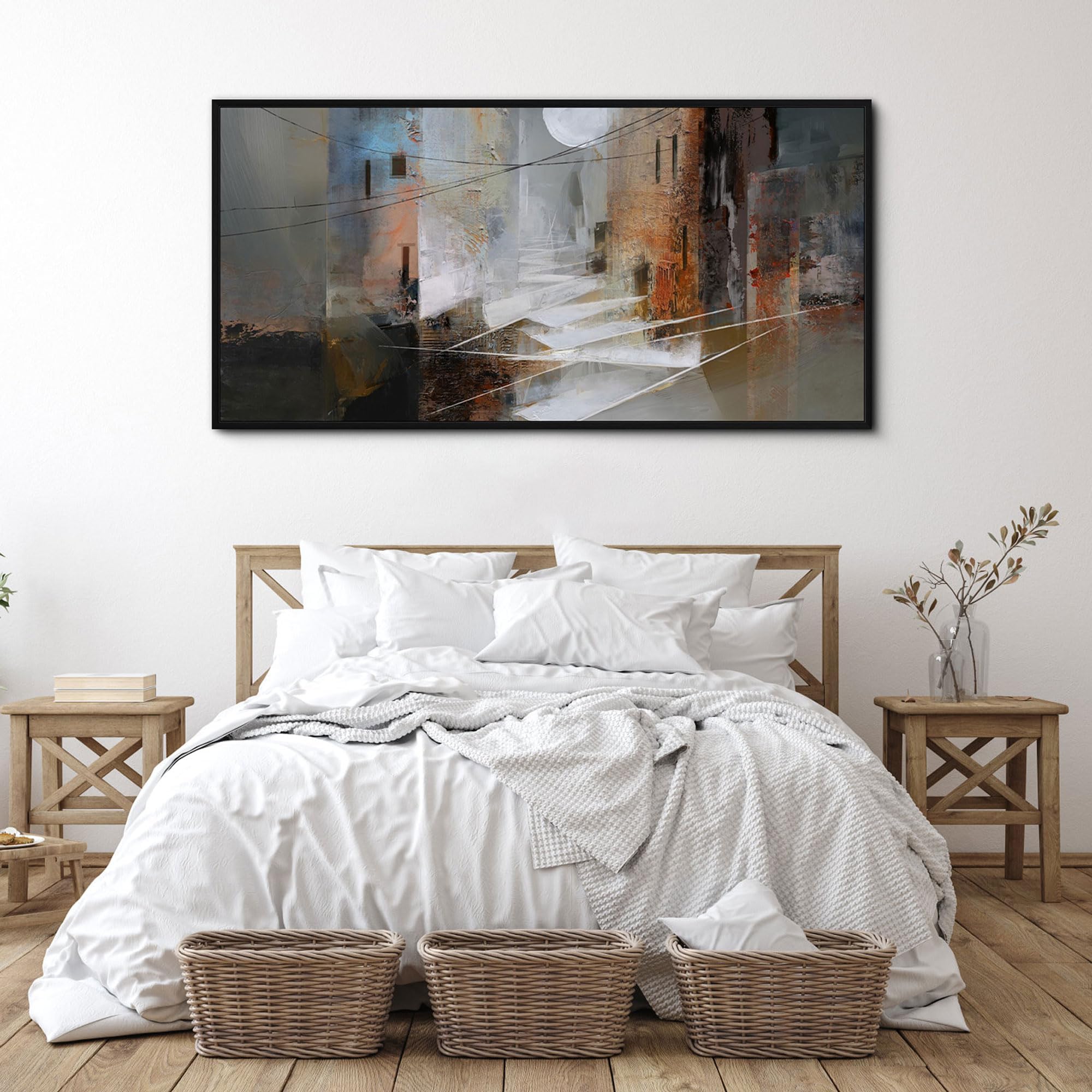 lianyibo Abstract Canvas Wall Art Large Mud-brown Poster Prints Pictures for Living Room Bedroom Office Home Decor(70x140cm/Frameless)