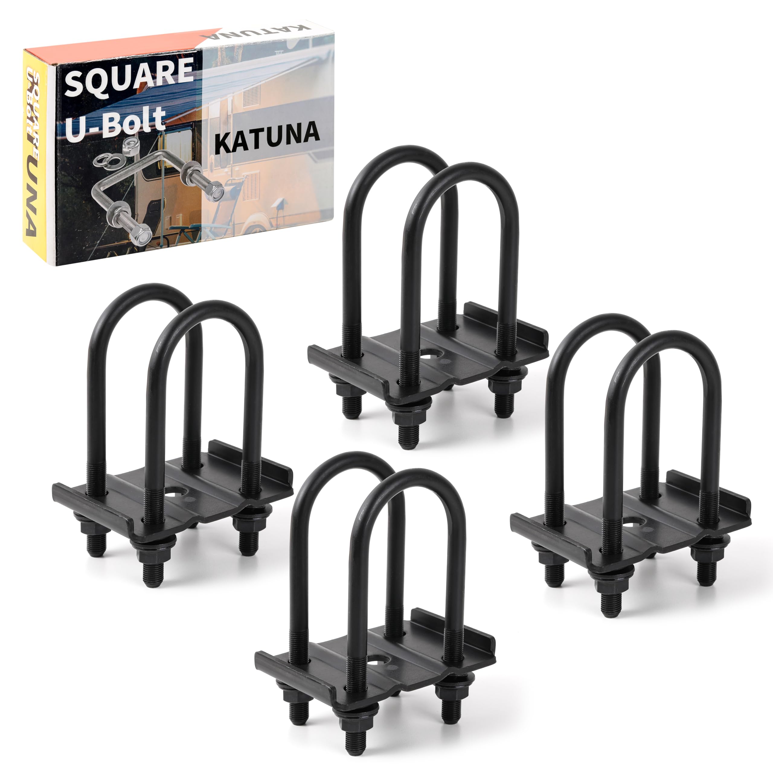 Kit di bulloni a U per asse rotondo per rimorchio da 1587,6 kg, 2-3/8", bulloni a U per asse rimorchio resistenti, lunghezza 14,5 cm, diametro 1,27 cm, passo filettatura 5,1 cm, adatto per