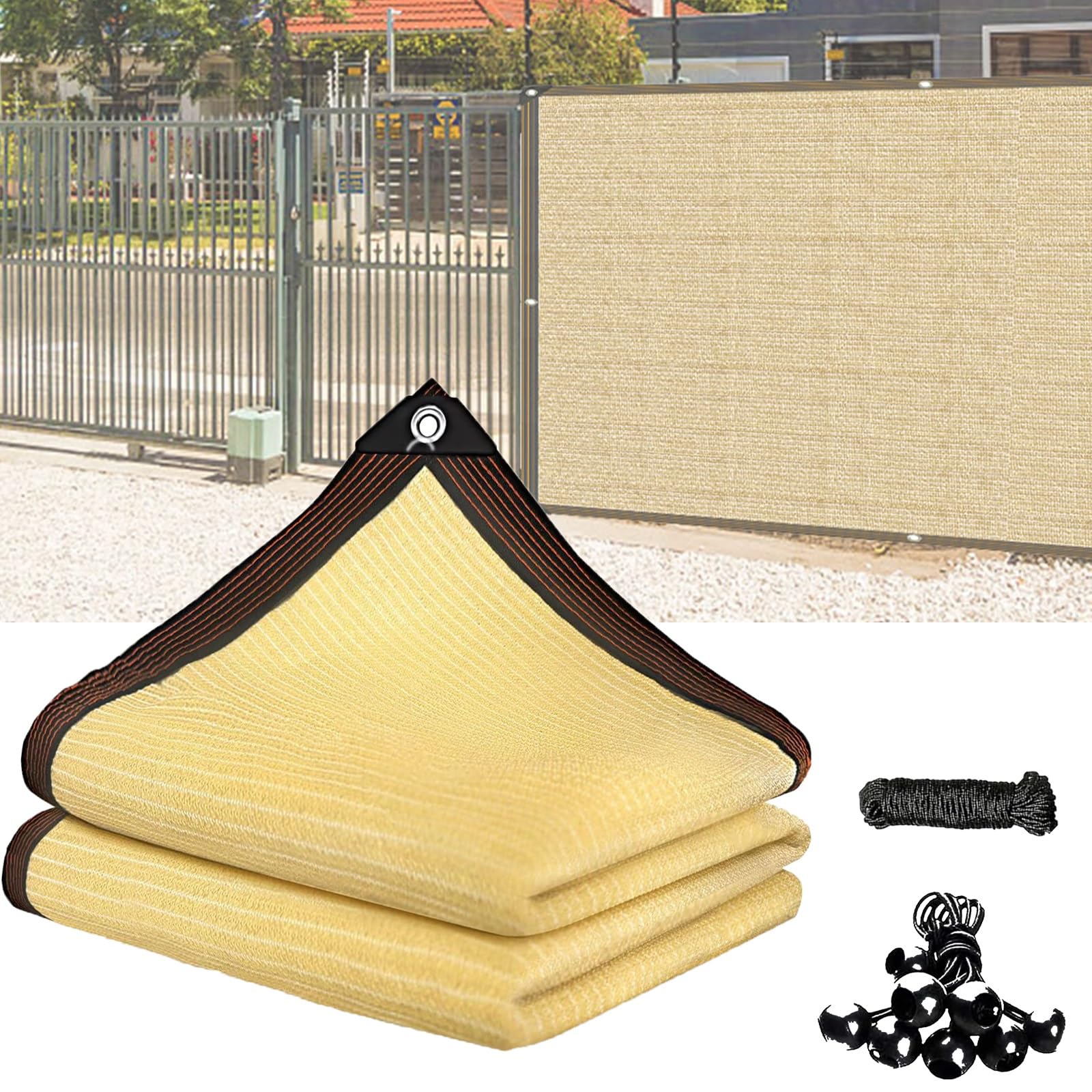 Filet d'ombrage beige pour chenil et poulailler avec œillets
