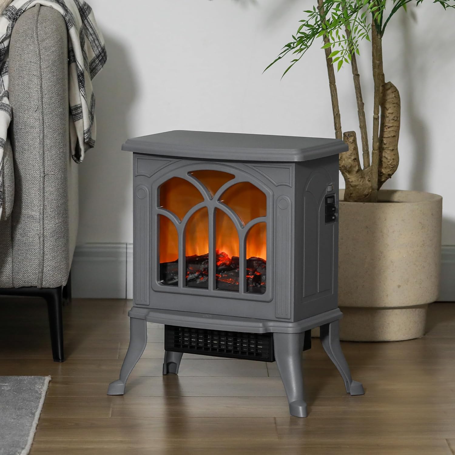 HOMCOM Electric Fireplace Stove placed in a living room setting