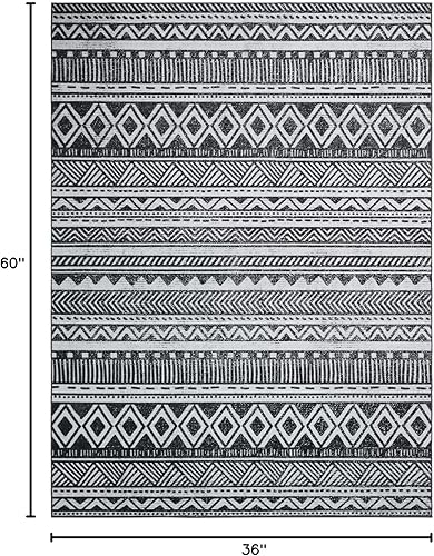 Miniatura 10 de Zacoo Alfombra bohemia de 4 x 6 pies, lavable a máquina, marroquí, para dormitorio, sala de estar, alfombra bohemia suave y antideslizante para