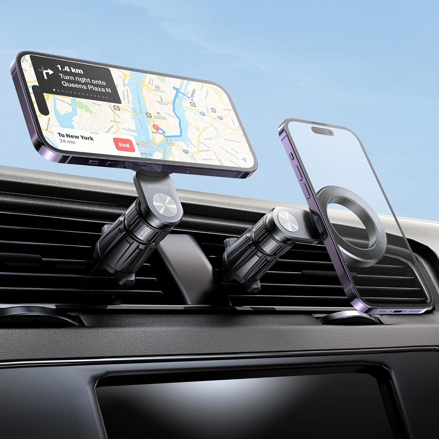Prodigee Magnetic Rotating Car Mount for Smarthphones, Universal Car Holder for iPhone15/14/13 Pro, Samsung, MagSafe Made for Tesla Model 3, Tesla Model Y (Charging Not Supported)