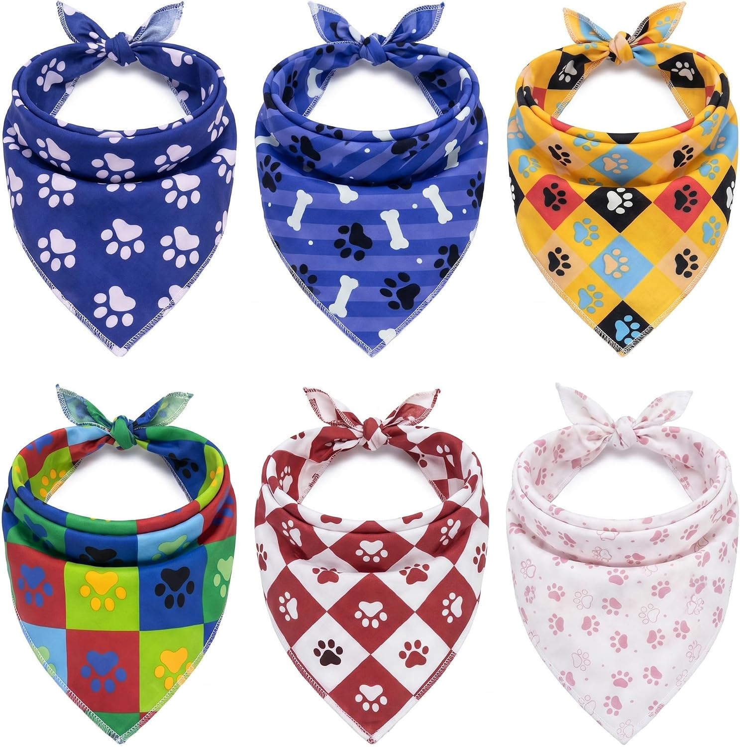 Dog Bandanas, 6 Pack, Medium & Large Breeds