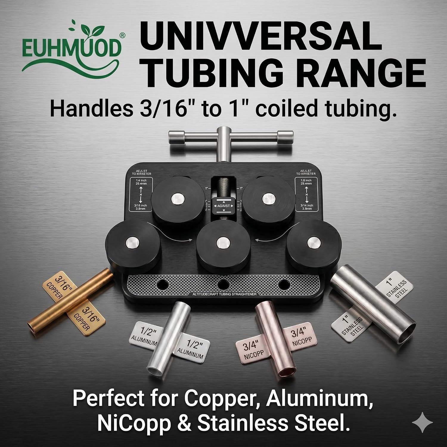 Tubing Straightener for 3/16 to 1 Inch Coiled Brake Line | Professional Pipe Straightener Tool for Copper Aluminum NiCopp Stainless Steel Fuel Line, Universal Coil Tube Straightener