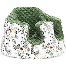 BOMOLOUR Seat Cover Compatible with Bumbo and Nuby Seat, Removable Breathable Baby Floor Seat Cover for Boys and Girls, Seat Not Included Green Butterfly