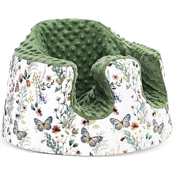 BOMOLOUR Seat Cover Compatible with Bumbo and Nuby Seat, Removable Breathable Baby Floor Seat Cover for Boys and Girls, Seat Not Included Green Butterfly