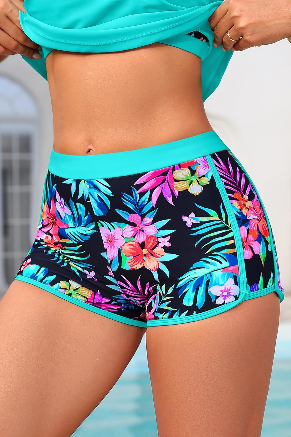 Yonique 3 Piece Athletic Tankini Swimsuits for Women with Shorts Swim Tank Tops with Sports Bra and Boyshorts Bathing Suits