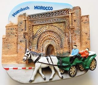 WitnyStore Tiny 2¾" Bab Agnaou Gate of Marrakesh Morocco Magnet - Miniature Hand Made Resin 3D Africa Landmark Tourist Attraction Decorative Refrigerator Fridge Magnets Décor Collectible Souvenir Gift