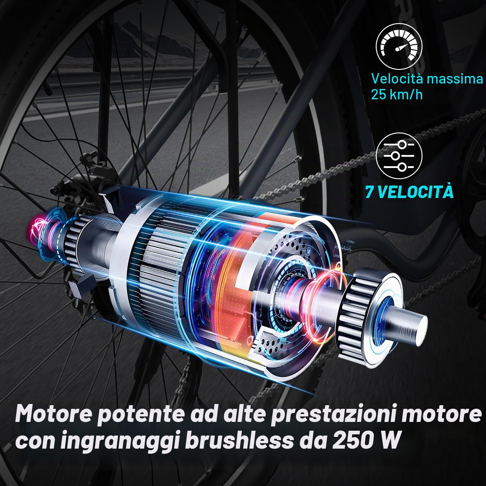 RCB Bicicletta elettrica da 26", e bike batteria al litio 36V 10.4 AH può raggiungere 90KM (effetto ambientale) 250W Bicicletta elettrica per pendolarismo per adulti