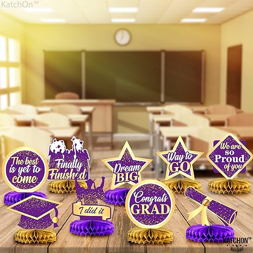 Miniatura 2 de KatchOn, Centros de mesa de graduación morados para mesas 2023  Paquete de 9  Centros de mesa de graduación de panal para decoraciones de graduación
