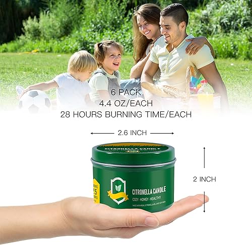 Miniatura 3 de Arhalulu Velas de citronela para exteriores, 4.4 onzas, paquete de 6 velas de citronela de 150 horas de combustión, juego de velas de citronela para
