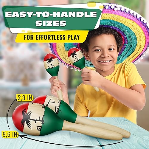 Miniatura 3 de Juego de 2 maracas de madera grandes para adultos, maracas, instrumentos musicales para adultos, Maracas mexicanas, recuerdos de fiesta, maracas