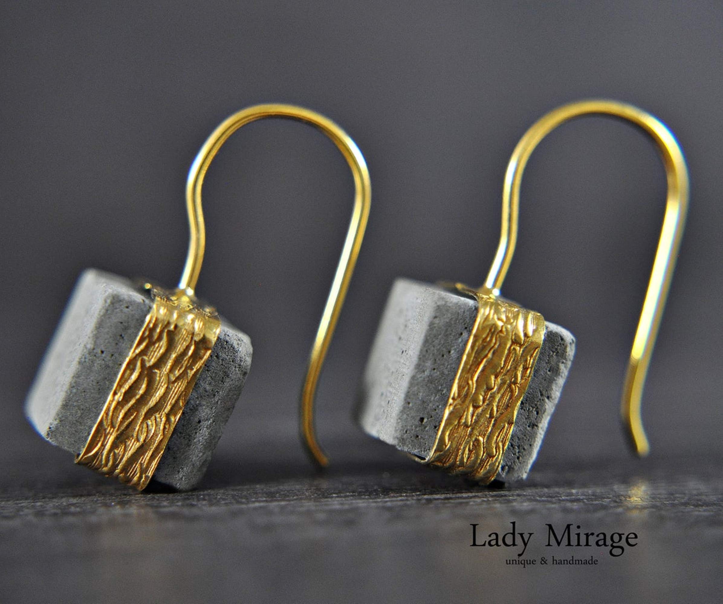 Set de regalo | Concreto Servicio de regalo incl. Latón | Chapado en oro | Regalo de joyería | Navidad | Hecho a mano | Regalo para mujeres | Cubo | Único