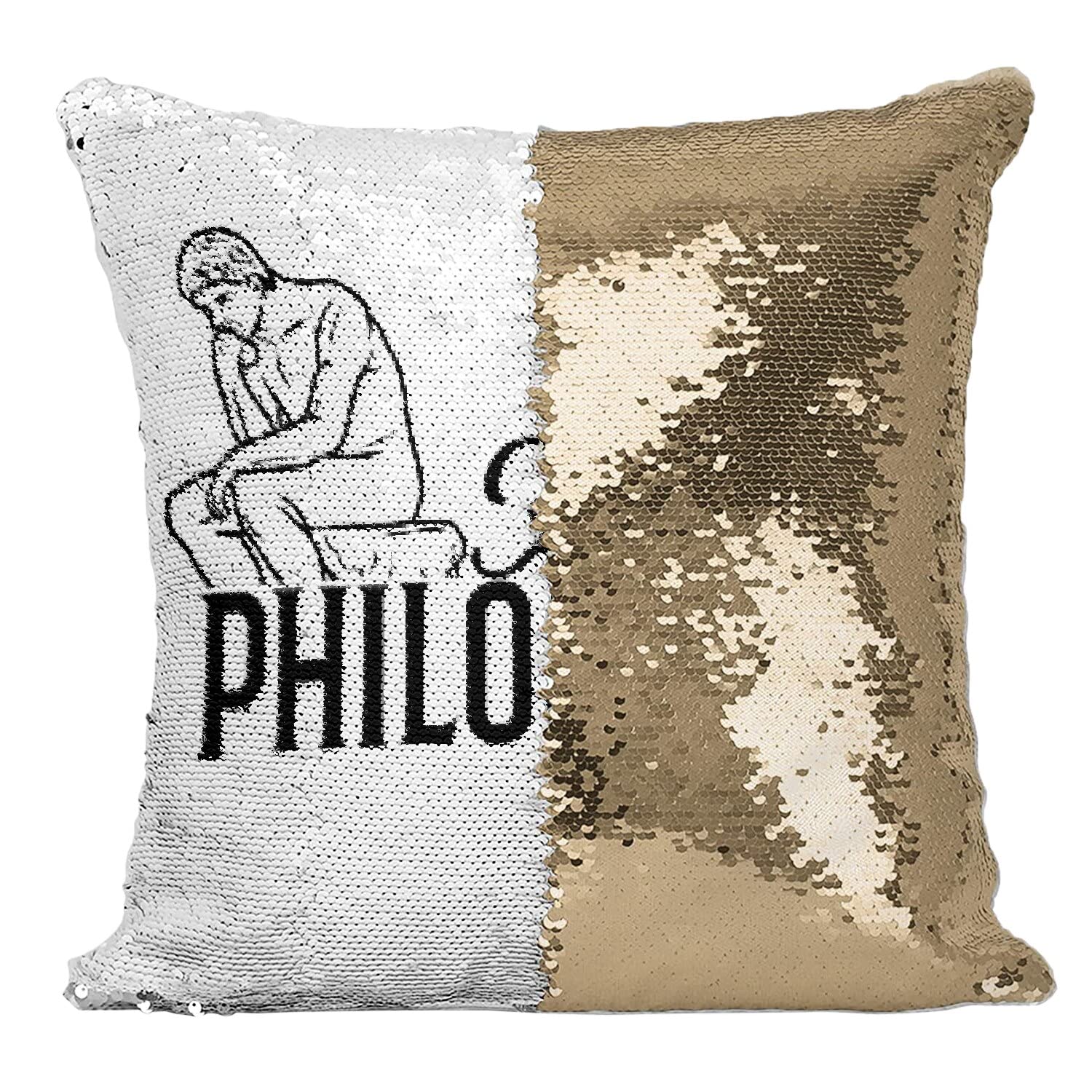 Coussin Sequin Doré Future Philosophe aux finitions soignées et reflets scintillants premium