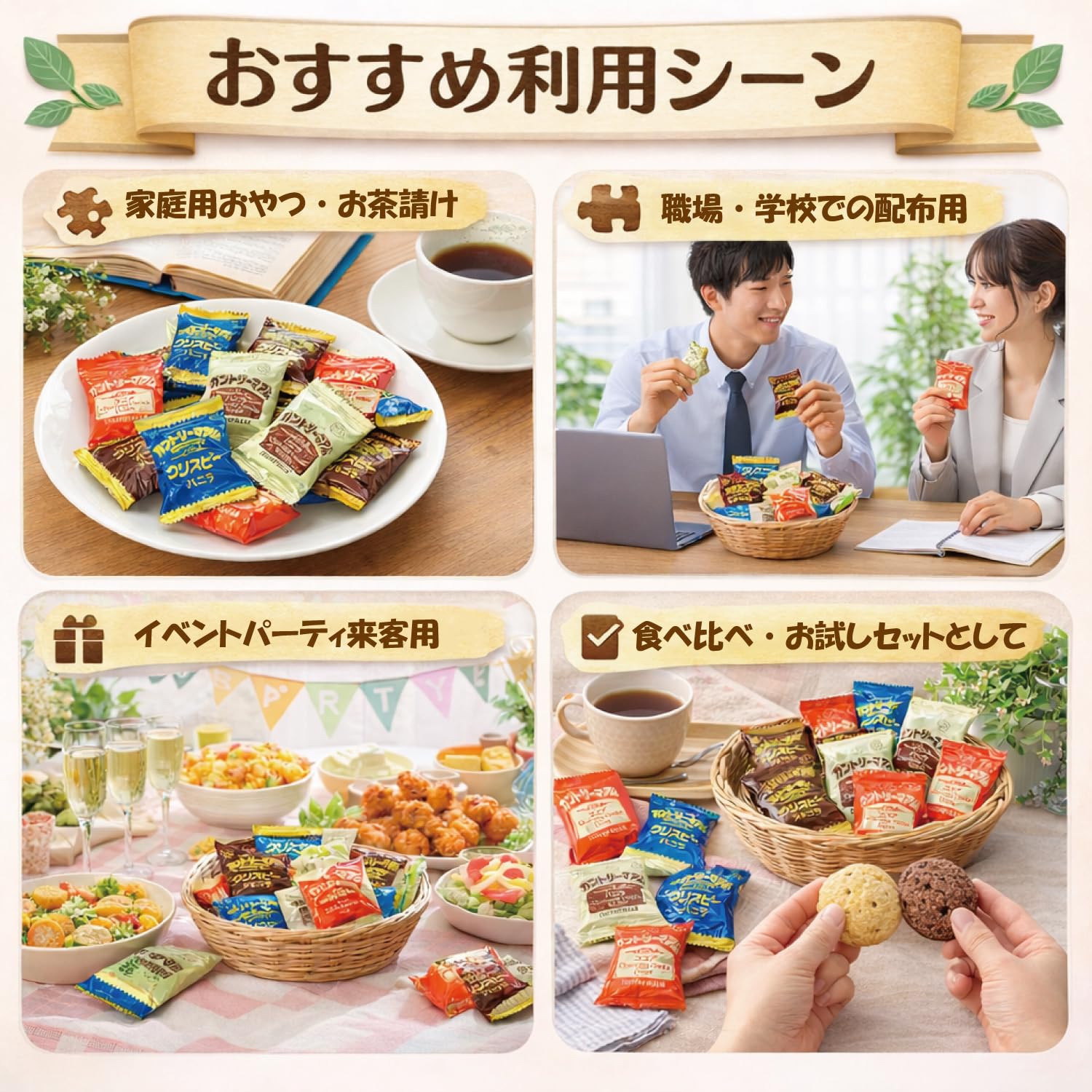 Amazon.co.jp: 不二家 カントリーマアム 4種 100袋 1kg 詰め合わせ