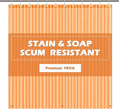 Miniatura 23 de EHZNZIE Forro de cortina de ducha de PEVA ligero, forro de ducha de 72 x 84 pulgadas, impermeable, sin olor químico con 12 ojales de metal a prueba