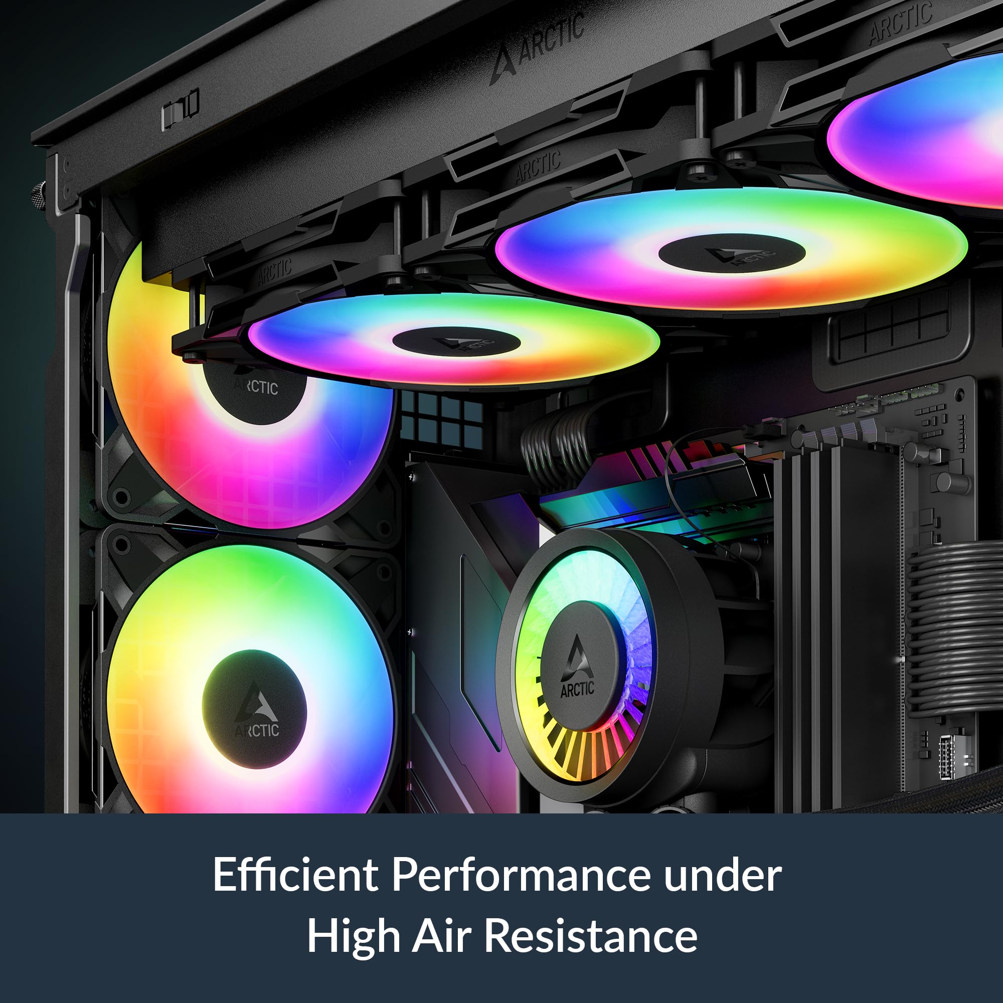 ARCTIC P12 Pro A-RGB - Ventola Potente Premium, Ventola PWM da 120 mm con Sdoppiatore per Cavi a Y, 600-3000 rpm, 0 rpm <5% PWM, RGB digitale 5V, Cuscinetto Idrodinamico, a 4 Pin - Nero