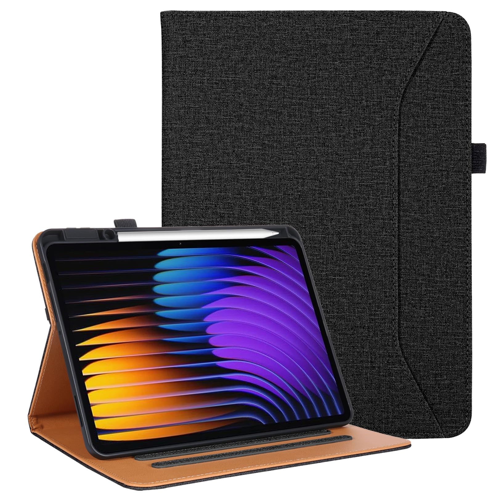 Vakarey Hülle für Xiaomi Pad 7/Pad 7 Pro & Pad 8/Pad 8 Pro 11.2 Zoll,Stoßfeste Schutzhülle mit Stifthalter,Smart Case mit Auto Schlaf/Wach,Schwarz