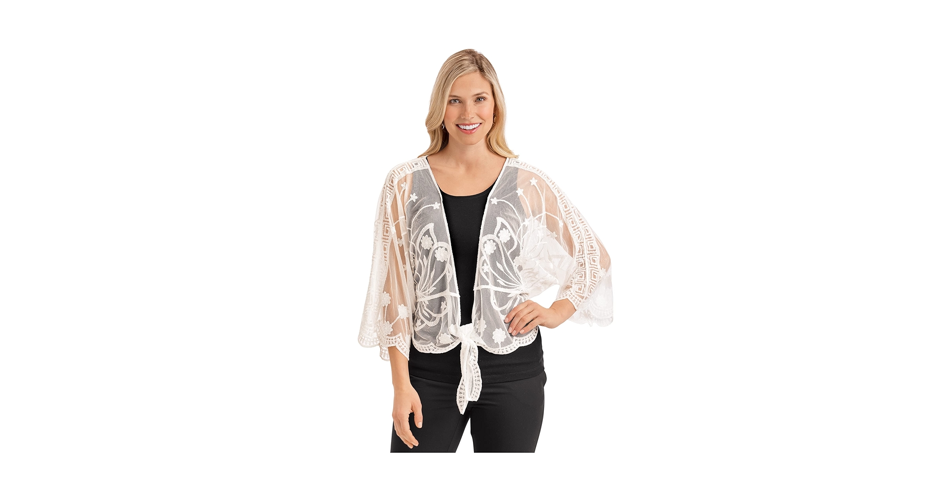 Amazon.com: Collections Etc Beautiful Embroidered Sheer Tie