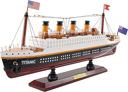 NAUTIMALL RMS Titanic Modelo de crucero de madera, 14 pulgadas, pantalla totalmente montada, decoración náutica del hogar, decoración de velero,