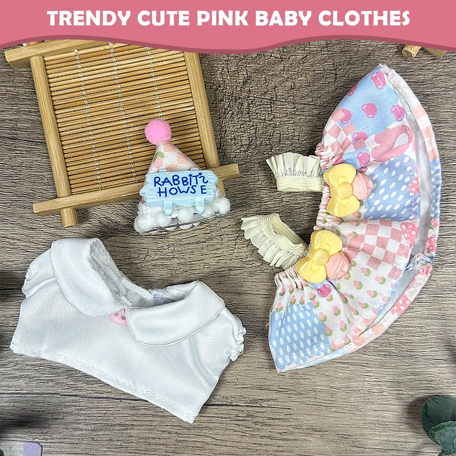 Plush Toy, Black Style Outfit Set for Doll, Toy Girl Clothes for Doll with Headband and Bow Tie,Perfect for Display or Play (3pcs（Blue+White）) - Image 5 thumbnail