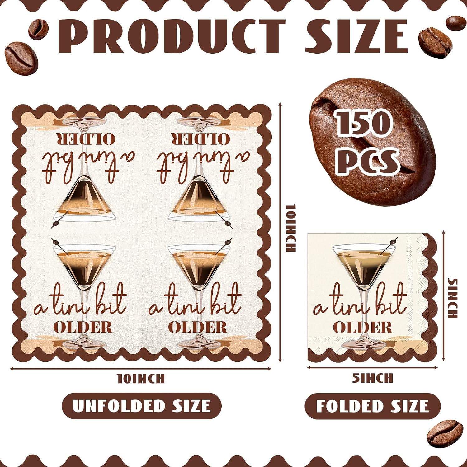 HunnmingRe 150 Pcs a Tini Bit Older Napkins Espresso Martini Party Supplies Love Is Brewing Disposable Paper Napkins for Martini Birthday Wedding Bachelorette Bridal Shower Girl Boy Party Decor