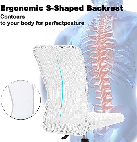 Miniatura 4 de Silla de oficina sin brazos, silla de oficina ergonómica de malla con respaldo alto con soporte lumbar, sillas de computadora, silla con ruedas para