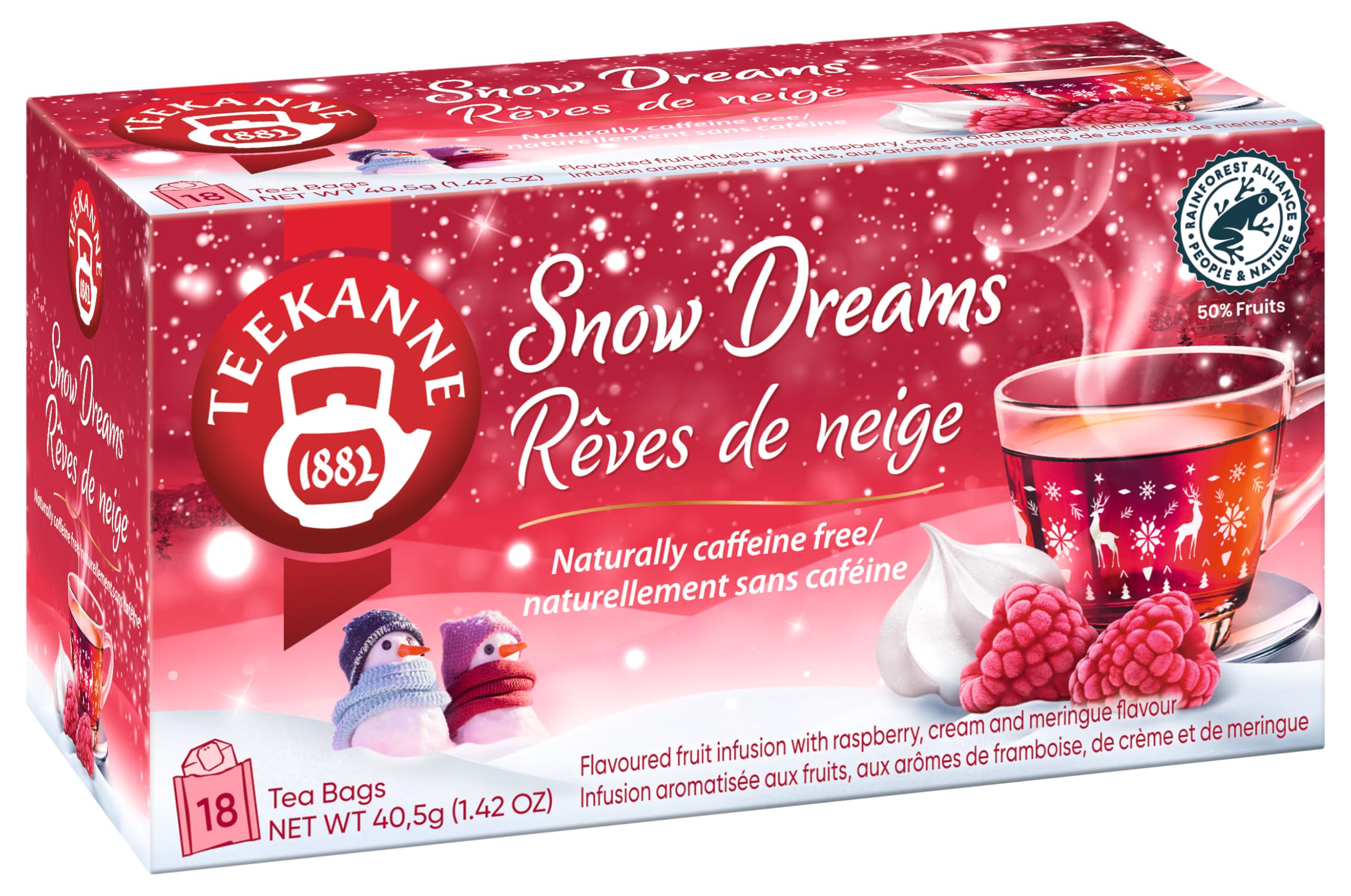 Teekanne Schneetr?umchen mit Himbeer- und Baiser-Geschmack, 12er Pack (12 x 18 Teebeutel)