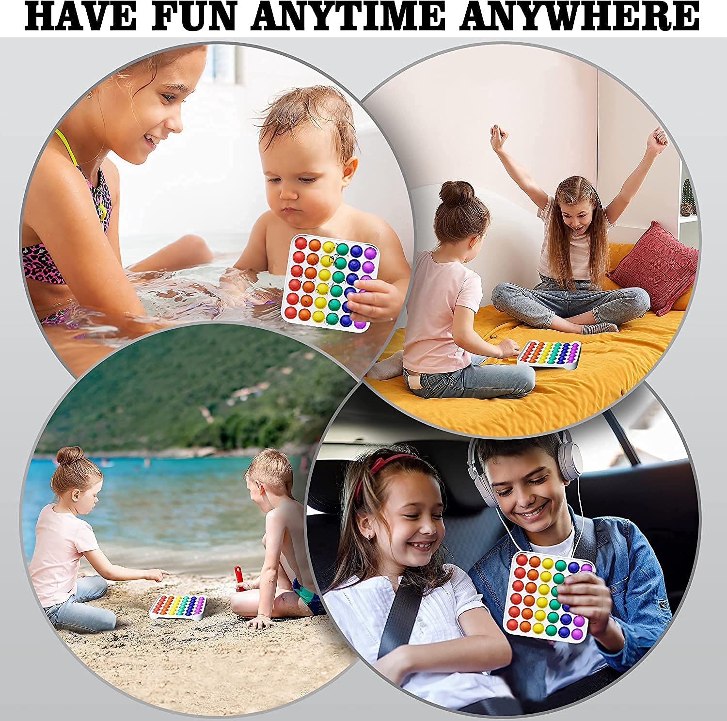 NIYANETAIL Pop It Fidget Toys, Pop it Rainbow Push Bubble Fidget Sensory Toy, Autism Special Needs Silicone Stress Relief Toy, Great Fidget Toy Sensory Toys Novelty Gifts (Circle + Square New) 4
